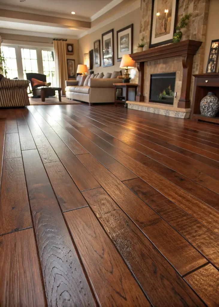 Plancher en bois massif dans une maison en Auvergne-Rhône-Alpes